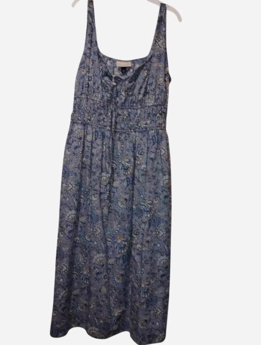 Universal Thread Medium Blue Floral Paisley Midi Dress Cottagecore Boho Smocked